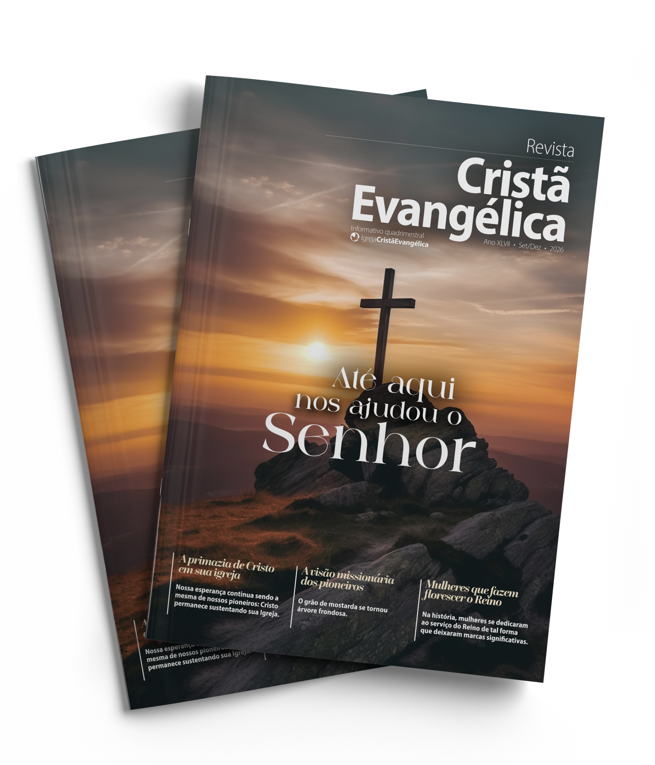 Mockup da Revista Cristã Evangélica — edição Set/Dez 2026
